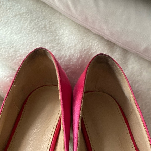 Pink pointed toe ballet flat slip on micro heel shoes rhinestone bow detail - Picture 12 of 13